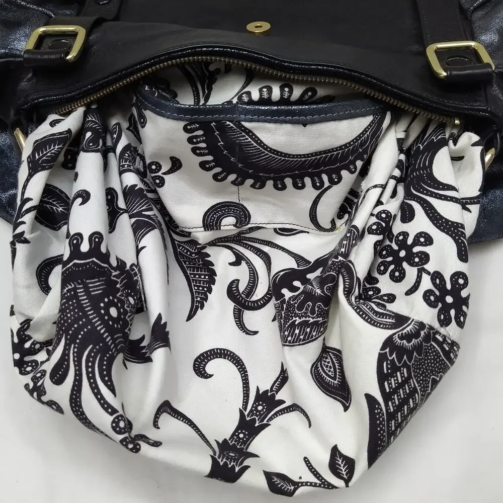 Rebecca Minkoff Colorblock Black Gray Leather Double Handle Zipper Satchel Bag